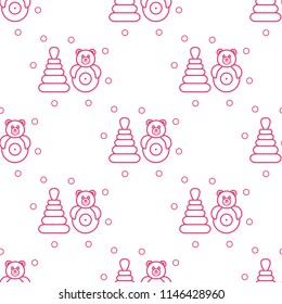 Seamless pattern with children's toys. Roly-poly, pyramid.