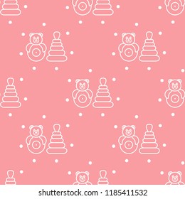 Seamless pattern with children's toys. Roly-poly, pyramid.