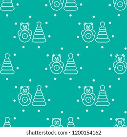 Seamless pattern with children's toys. Roly-poly, pyramid.