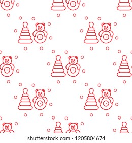 Seamless pattern with children's toys. Roly-poly, pyramid.