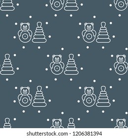 Seamless pattern with children's toys. Roly-poly, pyramid.