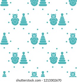 Seamless pattern with children's toys. Roly-poly, pyramid.