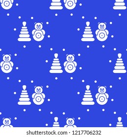 Seamless pattern with children's toys. Roly-poly, pyramid.