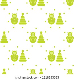 Seamless pattern with children's toys. Roly-poly, pyramid.