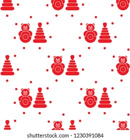 Seamless pattern with children's toys. Roly-poly, pyramid.