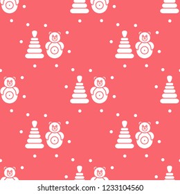 Seamless pattern with children's toys. Roly-poly, pyramid.