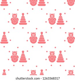 Seamless pattern with children's toys. Roly-poly, pyramid.