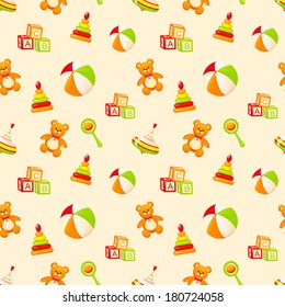 Seamless pattern with children's toys. Vector illustration.