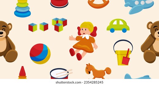 Seamless pattern of children's toys. vector illustration