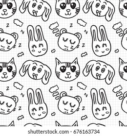 Seamless pattern with child's drawing. Isolated on school paper