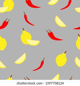 Seamless pattern chili and lemon for wallpaper illustration