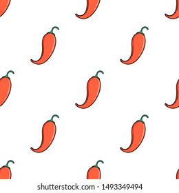 Seamless Pattern of Chili Pepper With Cute Doodle Style