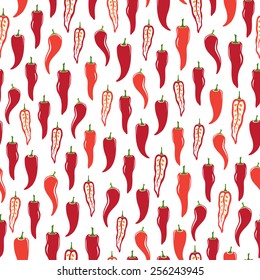 Seamless pattern with Chili Peppers