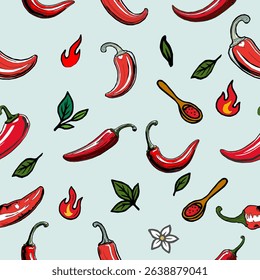 seamless pattern with chili peppers. chili pattern Background. vintage chili pepper. pepper pattern background. hot chili pattern background. Seamless background with peppers. 