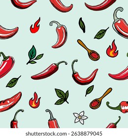 seamless pattern with chili peppers. chili pattern Background. vintage chili pepper. pepper pattern background. hot chili pattern background. Seamless background with peppers. 