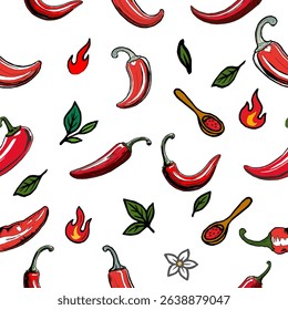 seamless pattern with chili peppers. chili pattern Background. vintage chili pepper. pepper pattern background. hot chili pattern background. Seamless background with peppers. 