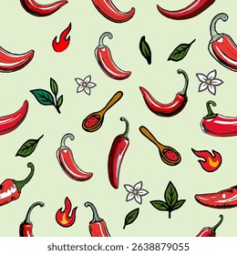 seamless pattern with chili peppers. chili pattern Background. vintage chili pepper. pepper pattern background. hot chili pattern background. Seamless background with peppers. 