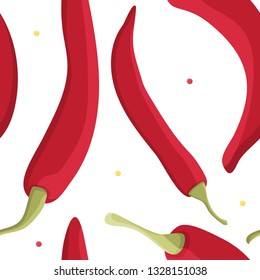 Seamless pattern with chili peppers for fabric, printing, advertising. Background layout for for various promotional products. Vector illustration.