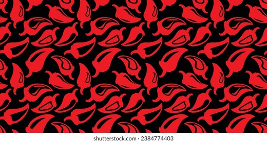 Patrón sin foco. Pimientos de chile de estilo plano. Siluetas rojas. Ilustración del vector en EPS10