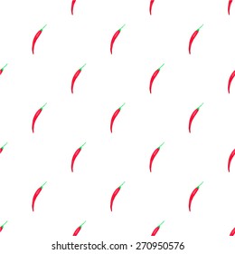 Seamless pattern with chili peppers. Hand-drawn background. Vector illustration. Real watercolor drawing.