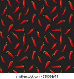 Seamless pattern of chili peppers. Modern seamless background with chili pepper in a flat style. Vector illustration.