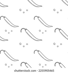 Seamless pattern of chili peppers and peppercorns. Spicy spices of Latin American cuisine. Mexica