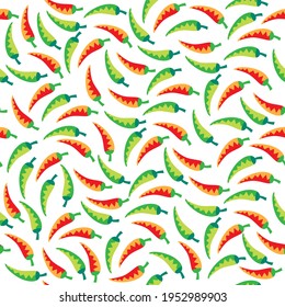 Seamless pattern with chilli pepper. Cinco De Mayo symbols. Vector illustration. Design elements for fabric, banner, wallpaper, wrapping paper.
