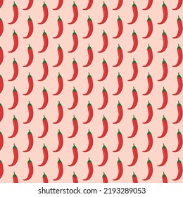 Seamless pattern with chilli pepper. Modern silhouette of food.
