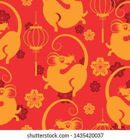 Seamless pattern with chinese and asian elements on color background for happy chinese new year, , flyers, poster