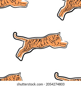 Seamless pattern with chinese asian tiger