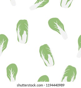 Seamless pattern chinese cabbage doodles hand drawn on white Background.printing wallpaper.vector illustration