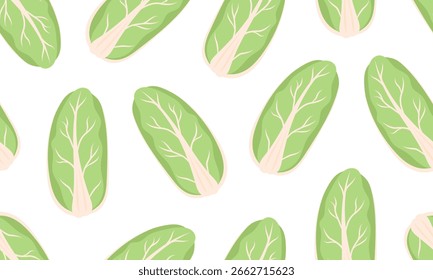 Seamless pattern with chinese cabbage. Vegetable background. Healthy vegetarian food. Hand drawn flat vector illustration