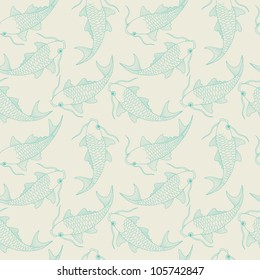 seamless pattern with chinese carps