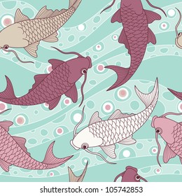 seamless pattern with chinese carps