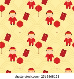 Seamless pattern chinese characters chinese new year celebration