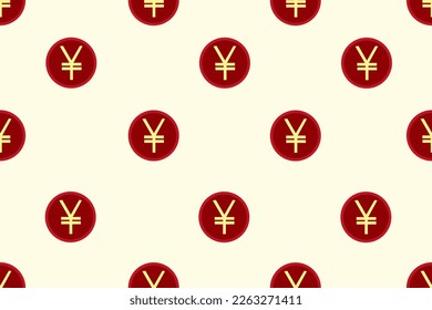 Seamless pattern with a Chinese coin. Concept of saving money and accumulation. Endless background with Chinese currency. 