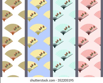 Seamless pattern. Chinese folding fan.