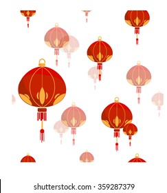 Seamless pattern with Chinese lantern. Flat vector graphics.