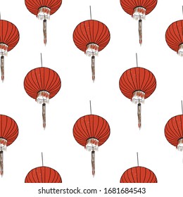 Seamless pattern with Chinese lanterns