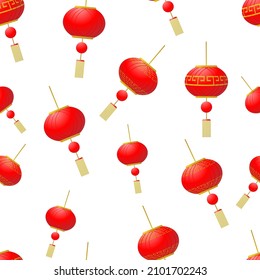 seamless pattern of chinese lanterns of various styles, for chinese new year's day design, wrapping paper, textile, background stuffing