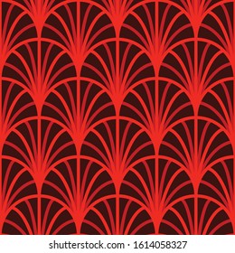 Seamless pattern, Chinese New Year pattern elements, waves, flowers and vintage style, red and black color for banner, poster and design background