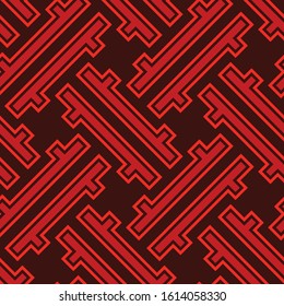 Seamless pattern, Chinese New Year pattern elements, waves, flowers and vintage style, red and black color for banner, poster and design background