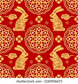 Seamless pattern with chinese new year 2023 and mid autumn festival 