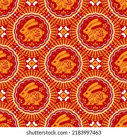 Seamless pattern with chinese new year 2023 and mid autumn festival 