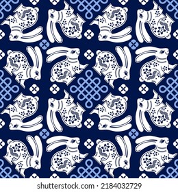 Seamless pattern with chinese new year 2023 and mid autumn festival 