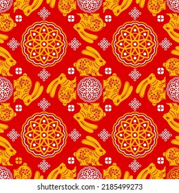 Seamless pattern with chinese new year 2023 and mid autumn festival 