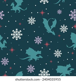 Seamless pattern with Chinese new year dragon