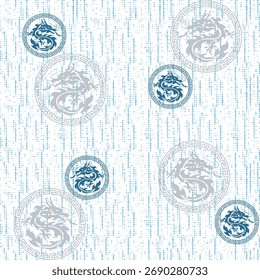 Padrão contínuo Ano novo chinês 2036 ano do dragão - desenhos tradicionais chineses com dragões. Conceito de ano novo lunar, design vetorial moderno. Feliz ano novo chinês 