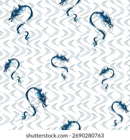 Seamless pattern Chinese new year 2036 year of the dragon - traditional Chinese designs with dragons. Lunar new year concept, modern vector design. Happy Chinese new year 