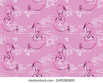 Patrón sin fisuras Año nuevo chino 2036 año del dragón - diseños chinos tradicionales con dragones. Concepto de año nuevo lunar, diseño de Vector moderno. Feliz año nuevo chino 